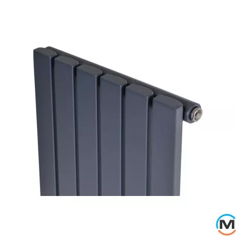 Вертикальний дизайнерський радіатор ARTTIDESIGN Terni 6/1800/354 сірий матовий, Підключення радіатора: Бокове, Виконання: Вертикальний, Колір: Сірий, Висота (мм): 1800, Кількість секцій: 6, Довжина (мм): 354, Глибина (мм): 99, Кількість рядів: 1, фото , зображення 3