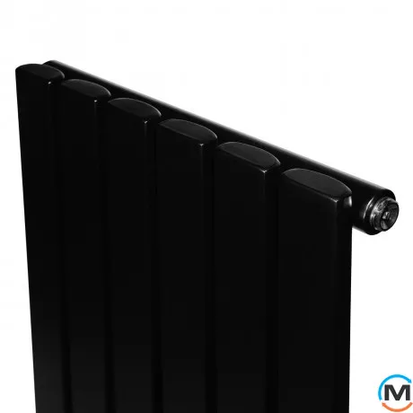 Вертикальний дизайнерський радіатор ARTTIDESIGN Terni 6/1800/354/50 чорний матовий, Підключення радіатора: Нижнє, Колір: Чорний, Кількість секцій: 6, Кількість рядів: 1, Довжина (мм): 354, фото , зображення 6
