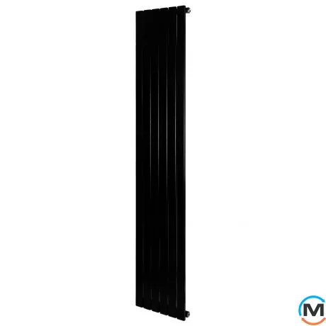 Вертикальний дизайнерський радіатор ARTTIDESIGN Terni 6/1800/354/50 чорний матовий, Підключення радіатора: Нижнє, Колір: Чорний, Кількість секцій: 6, Кількість рядів: 1, Довжина (мм): 354, фото 