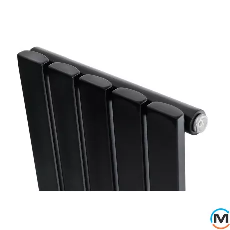 Вертикальний дизайнерський радіатор ARTTIDESIGN Terni 5/1800/295 чорний матовий, Підключення радіатора: Бокове, Виконання: Вертикальний, Колір: Чорний, Висота (мм): 1800, Кількість секцій: 5, Довжина (мм): 295, Глибина (мм): 94, Кількість рядів: 1, фото , зображення 4