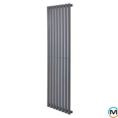 Дизайнерський вертикальний радіатор ARTTIDESIGN Rimini 8/1800/472/50 сірий матовий, Підключення радіатора: Нижнє, Виконання: Вертикальний, Колір: Сірий, Висота (мм): 1800, Кількість секцій: 8, Довжина (мм): 472, Кількість рядів: 1, фото 
