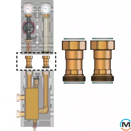 Арматура для підключення насосної групи 1 1/2''НР х 1 1/2''НГ, 2 шт, фото 
