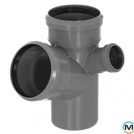 Крестовина канализационная двухплоскостная VALSIR 100/100/50 67°, Вариант: Двухплоскостная, Вид канализации: Внутренняя, Тип канализации: Простая, Градус (град.): 67, Модификация: 100/100/50 67°, Диаметр (мм): 100, Материал: Поливинилхлорид (ПВХ), фото 