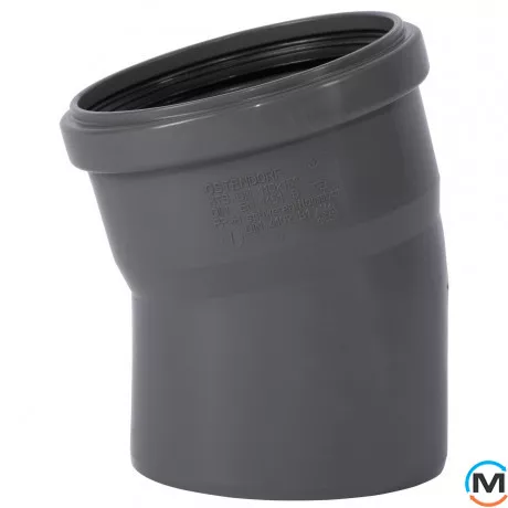 Коліно каналізаційне Ostendorf HT-Safe 110*15˚, Вид каналізації: Внутрішня, Тип каналізації: Проста, Градус (град.): 15, Колір: Темно-сірий, Діаметр (мм): 100, Матеріал: Поліпропілен PPR, фото 