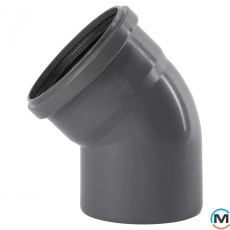 Колено канализационное Ostendorf HT-Safe 125*45˚, Вид канализации: Внутренняя, Тип канализации: Простая, Градус (град.): 45, Цвет: Темно-серый, Диаметр (мм): 125, Материал: Полипропилен PPR, фото 