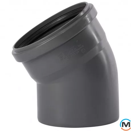 Колено канализационное Ostendorf HT-Safe 160*30˚, Вид канализации: Внутренняя, Тип канализации: Простая, Градус (град.): 30, Цвет: Темно-серый, Диаметр (мм): 160, Материал: Полипропилен PPR, фото 