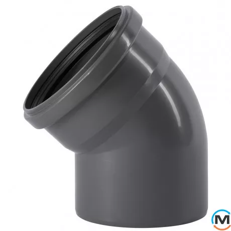 Колено канализационное Ostendorf HT-Safe 160*45˚, Вид канализации: Внутренняя, Тип канализации: Простая, Градус (град.): 45, Цвет: Темно-серый, Диаметр (мм): 160, Материал: Полипропилен PPR, фото 