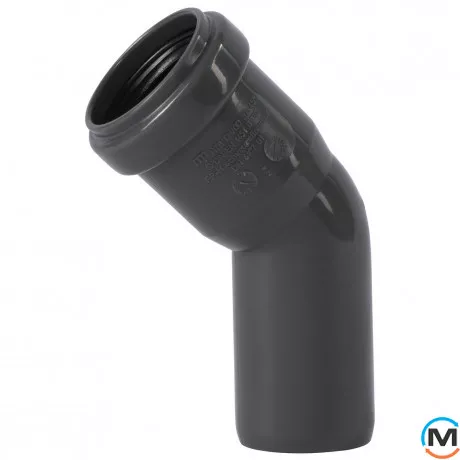 Колено канализационное Ostendorf HT-Safe 32*45˚, Вид канализации: Внутренняя, Тип канализации: Простая, Градус (град.): 45, Цвет: Темно-серый, Диаметр (мм): 32, Материал: Полипропилен PPR, фото 