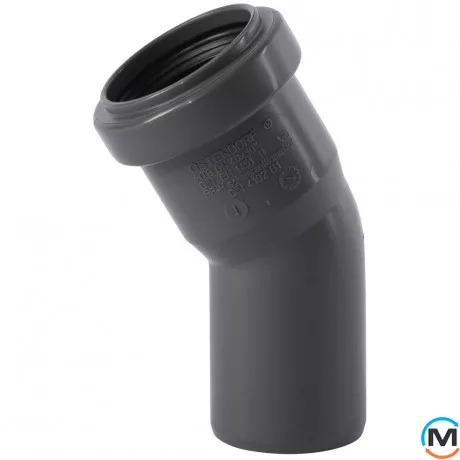 Колено канализационное Ostendorf HT-Safe 40*30˚, Вид канализации: Внутренняя, Тип канализации: Простая, Градус (град.): 30, Цвет: Темно-серый, Диаметр (мм): 40, Материал: Полипропилен PPR, фото 