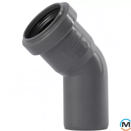 Колено канализационное Ostendorf HT-Safe 40*45˚, Вид канализации: Внутренняя, Тип канализации: Простая, Градус (град.): 45, Цвет: Темно-серый, Диаметр (мм): 40, Материал: Полипропилен PPR, фото 