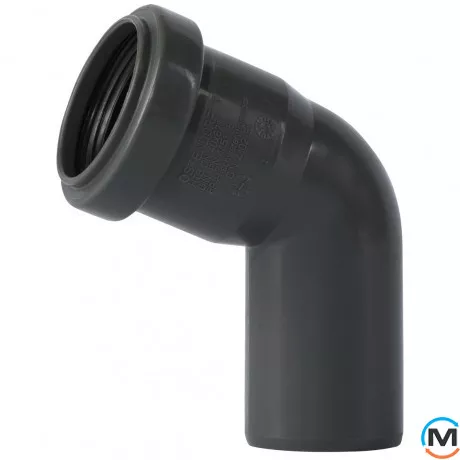 Колено канализационное Ostendorf HT-Safe 40*67˚, Вид канализации: Внутренняя, Тип канализации: Простая, Градус (град.): 67, Цвет: Темно-серый, Диаметр (мм): 40, Материал: Полипропилен PPR, фото 