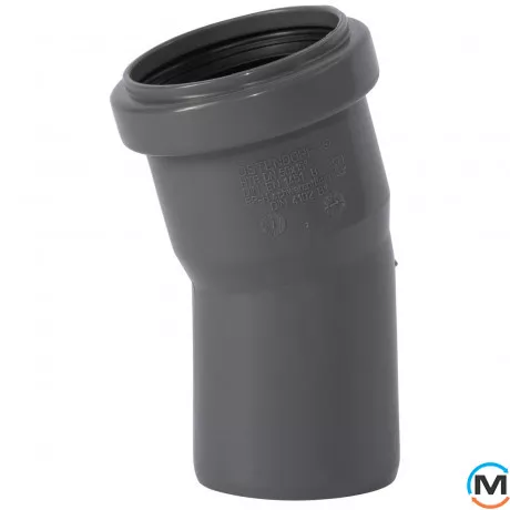 Колено канализационное Ostendorf HT-Safe 50*15˚, Вид канализации: Внутренняя, Тип канализации: Простая, Градус (град.): 15, Цвет: Темно-серый, Диаметр (мм): 50, Материал: Полипропилен PPR, фото 