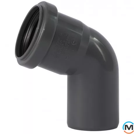 Колено канализационное Ostendorf HT-Safe 50*67˚, Вид канализации: Внутренняя, Тип канализации: Простая, Градус (град.): 67, Цвет: Темно-серый, Диаметр (мм): 50, Материал: Полипропилен PPR, фото 