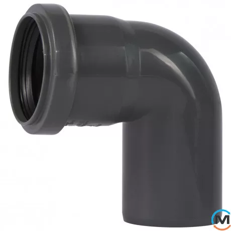 Коліно каналізаційне Ostendorf HT-Safe 50*87˚, Вид каналізації: Внутрішня, Тип каналізації: Проста, Градус (град.): 90, Колір: Темно-сірий, Діаметр (мм): 50, Матеріал: Поліпропілен PPR, фото 