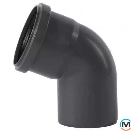 Колено канализационное Ostendorf HT-Safe 75*67˚, Вид канализации: Внутренняя, Тип канализации: Простая, Градус (град.): 67, Цвет: Темно-серый, Диаметр (мм): 75, Материал: Полипропилен PPR, фото 