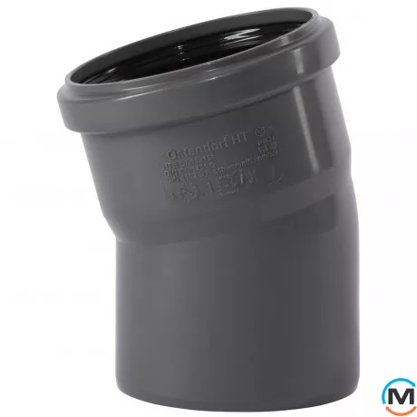 Колено канализационное Ostendorf HT-Safe 90*15˚, Вид канализации: Внутренняя, Тип канализации: Простая, Градус (град.): 15, Цвет: Темно-серый, Диаметр (мм): 90, Материал: Полипропилен PPR, фото 