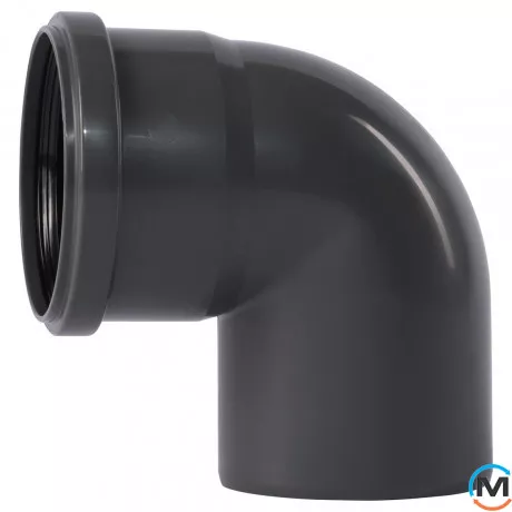 Коліно каналізаційне Ostendorf HT-Safe 90*87˚, Вид каналізації: Внутрішня, Тип каналізації: Проста, Градус (град.): 90, Колір: Темно-сірий, Діаметр (мм): 90, Матеріал: Поліпропілен PPR, фото 