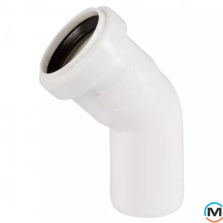 Колено канализационное Ostendorf HT-Safe white 40*45˚, Вид канализации: Внутренняя, Тип канализации: Простая, Градус (град.): 45, Цвет: Белый, Диаметр (мм): 40, Материал: Полипропилен PPR, фото 