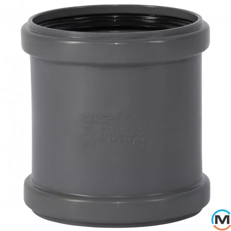 Муфта двухраструбная Ostendorf HT-Safe 110, Вариант: Двухраструбная, Вид канализации: Внутренняя, Тип канализации: Простая, Цвет: Темно-серый, Диаметр (мм): 100, Материал: Полипропилен PPR, фото 