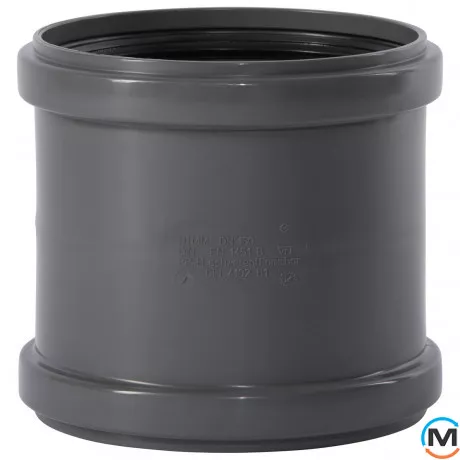 Муфта двухраструбная Ostendorf HT-Safe 160, Вариант: Двухраструбная, Вид канализации: Внутренняя, Тип канализации: Простая, Цвет: Темно-серый, Диаметр (мм): 160, Материал: Полипропилен PPR, фото 