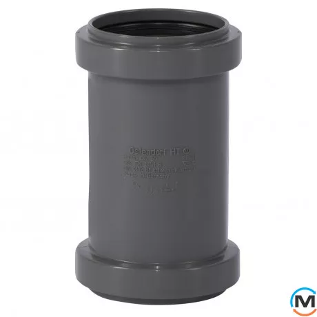 Муфта двухраструбная Ostendorf HT-Safe 50, Вариант: Двухраструбная, Вид канализации: Внутренняя, Тип канализации: Простая, Цвет: Темно-серый, Диаметр (мм): 50, Материал: Полипропилен PPR, фото 