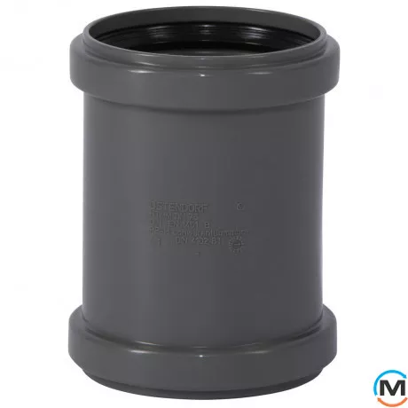 Муфта двухраструбная Ostendorf HT-Safe 75, Вариант: Двухраструбная, Вид канализации: Внутренняя, Тип канализации: Простая, Цвет: Темно-серый, Диаметр (мм): 75, Материал: Полипропилен PPR, фото 