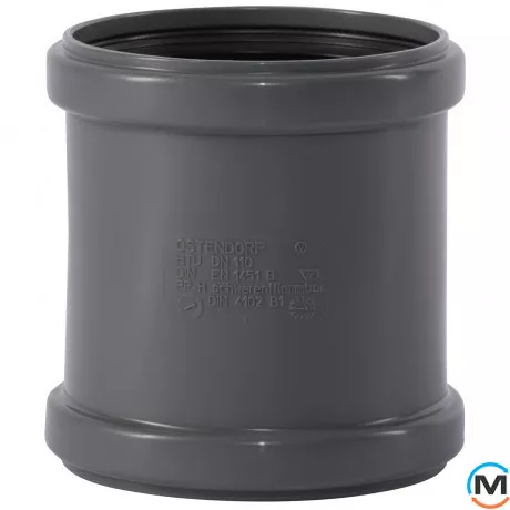 Муфта надвижная 110, Вариант: Надвижная, Вид канализации: Внутренняя, Тип канализации: Простая, Цвет: Темно-серый, Диаметр (мм): 100, Материал: Полипропилен PPR, фото 