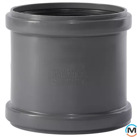 Муфта надвижная 160, Вариант: Надвижная, Вид канализации: Внутренняя, Тип канализации: Простая, Цвет: Темно-серый, Диаметр (мм): 160, Материал: Полипропилен PPR, фото 