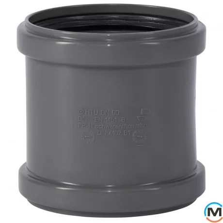 Муфта надвижная 90, Вариант: Надвижная, Вид канализации: Внутренняя, Тип канализации: Простая, Цвет: Темно-серый, Диаметр (мм): 90, Материал: Полипропилен PPR, фото 