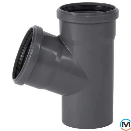 Тройник канализационный Ostendorf HT-Safe 110/110*67˚, Вид канализации: Внутренняя, Тип канализации: Простая, Градус (град.): 67, Модификация: 110/110х67, Цвет: Темно-серый, Диаметр (мм): 100, Материал: Полипропилен PPR, фото 