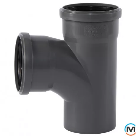 Тройник канализационный Ostendorf HT-Safe 110/110*87˚, Вид канализации: Внутренняя, Тип канализации: Простая, Градус (град.): 90, Модификация: 110/110х87, Цвет: Темно-серый, Диаметр (мм): 100, Материал: Полипропилен PPR, фото 