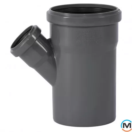 Тройник канализационный Ostendorf HT-Safe 110/50*45˚, Вид канализации: Внутренняя, Тип канализации: Простая, Градус (град.): 45, Модификация: 110/50х45, Цвет: Темно-серый, Диаметр (мм): 100, Материал: Полипропилен PPR, фото 