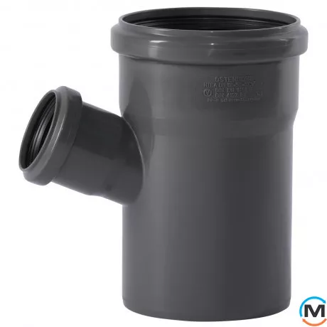 Тройник канализационный Ostendorf HT-Safe 110/50*67˚, Вид канализации: Внутренняя, Тип канализации: Простая, Градус (град.): 67, Модификация: 110/50х67, Цвет: Темно-серый, Диаметр (мм): 100, Материал: Полипропилен PPR, фото 