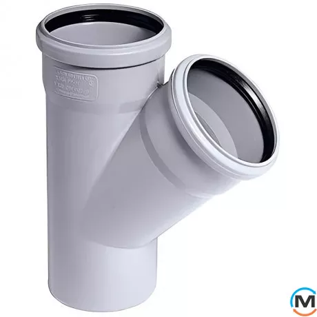 Тройник канализационный Ostendorf HT-Safe 110/75*67˚, Вид канализации: Внутренняя, Тип канализации: Простая, Градус (град.): 67, Модификация: 110/75х67, Цвет: Темно-серый, Диаметр (мм): 100, Материал: Полипропилен PPR, фото 