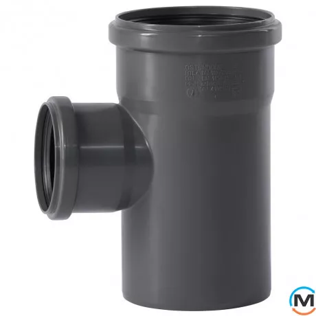 Тройник канализационный Ostendorf HT-Safe 110/75*87˚, Вид канализации: Внутренняя, Тип канализации: Простая, Градус (град.): 90, Модификация: 110/75х87, Цвет: Темно-серый, Диаметр (мм): 100, Материал: Полипропилен PPR, фото 