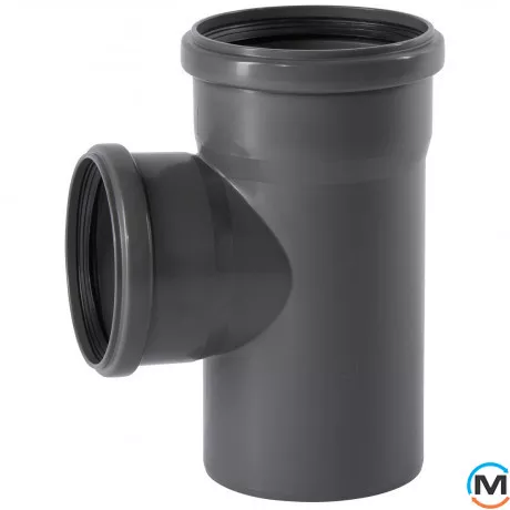Тройник канализационный Ostendorf HT-Safe 125/110*87˚, Вид канализации: Внутренняя, Тип канализации: Простая, Градус (град.): 90, Модификация: 125/110х87, Цвет: Темно-серый, Диаметр (мм): 125, Материал: Полипропилен PPR, фото 