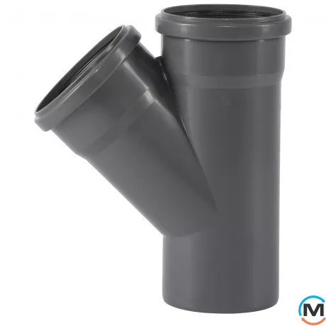 Тройник канализационный Ostendorf HT-Safe 125/125*45˚, Вид канализации: Внутренняя, Тип канализации: Простая, Градус (град.): 45, Модификация: 125/125х45, Цвет: Темно-серый, Диаметр (мм): 125, Материал: Полипропилен PPR, фото 