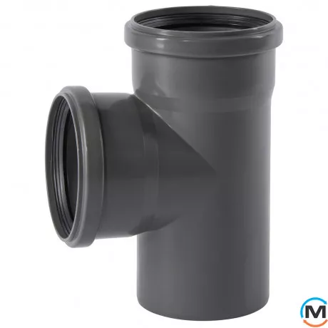 Тройник канализационный Ostendorf HT-Safe 125/125*87˚, Вид канализации: Внутренняя, Тип канализации: Простая, Градус (град.): 90, Модификация: 125/125х87, Цвет: Темно-серый, Диаметр (мм): 125, Материал: Полипропилен PPR, фото 