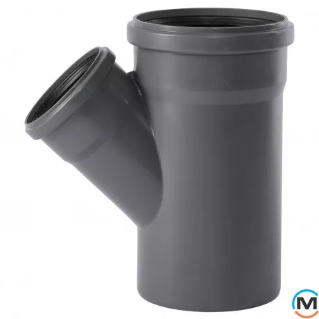 Тройник канализационный Ostendorf HT-Safe 160/110*45˚, Вид канализации: Внутренняя, Тип канализации: Простая, Градус (град.): 45, Модификация: 160/110х45, Цвет: Темно-серый, Диаметр (мм): 160, Материал: Полипропилен PPR, фото 