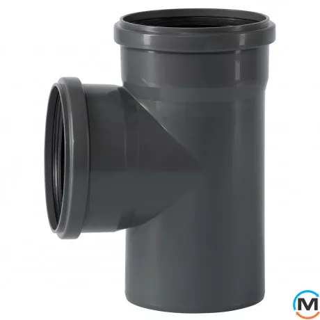 Тройник канализационный Ostendorf HT-Safe 160/160*87˚, Вид канализации: Внутренняя, Тип канализации: Простая, Градус (град.): 90, Модификация: 160/160х87, Цвет: Темно-серый, Диаметр (мм): 160, Материал: Полипропилен PPR, фото 