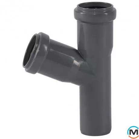 Тройник канализационный Ostendorf HT-Safe 32/32*67˚, Вид канализации: Внутренняя, Тип канализации: Простая, Градус (град.): 67, Модификация: 32/32х67, Цвет: Темно-серый, Диаметр (мм): 32, Материал: Полипропилен PPR, фото 