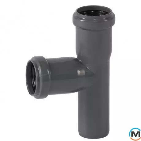 Тройник канализационный Ostendorf HT-Safe 32/32*87˚, Вид канализации: Внутренняя, Тип канализации: Простая, Градус (град.): 90, Модификация: 32/32х87, Цвет: Темно-серый, Диаметр (мм): 32, Материал: Полипропилен PPR, фото 
