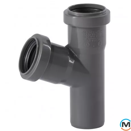 Тройник канализационный Ostendorf HT-Safe 40/40*67˚, Вид канализации: Внутренняя, Тип канализации: Простая, Градус (град.): 67, Модификация: 40/40х67, Цвет: Темно-серый, Диаметр (мм): 40, Материал: Полипропилен PPR, фото 
