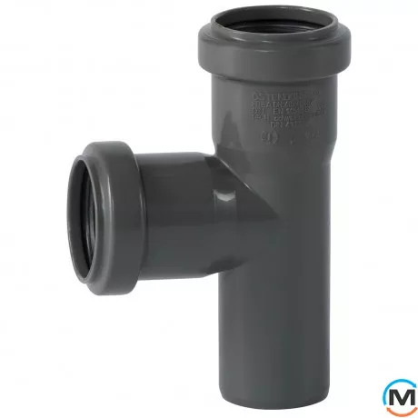 Тройник канализационный Ostendorf HT-Safe 40/40*87˚, Вид канализации: Внутренняя, Тип канализации: Простая, Градус (град.): 90, Модификация: 40/40х87, Цвет: Темно-серый, Диаметр (мм): 40, Материал: Полипропилен PPR, фото 