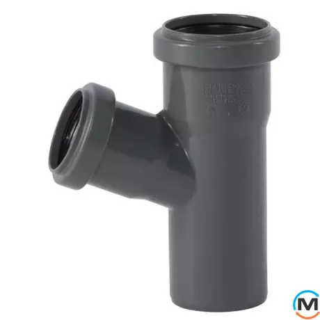 Тройник канализационный Ostendorf HT-Safe 50/40*67˚, Вид канализации: Внутренняя, Тип канализации: Простая, Градус (град.): 67, Модификация: 50/40х67, Цвет: Темно-серый, Диаметр (мм): 50, Материал: Полипропилен PPR, фото 