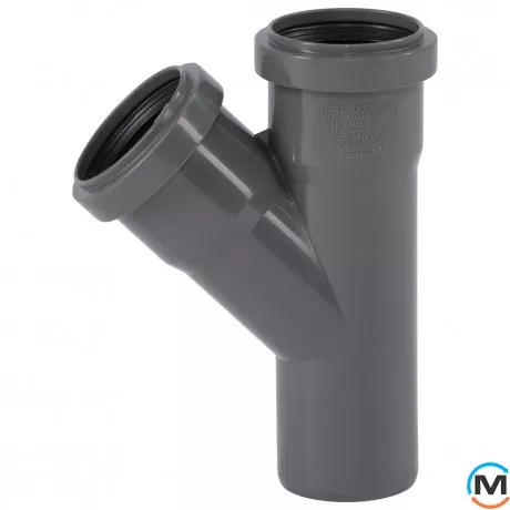 Трійник каналізаційний Ostendorf HT-Safe 50/50*45˚, Вид каналізації: Внутрішня, Тип каналізації: Проста, Градус (град.): 45, Модифікація: 50/50х45, Колір: Темно-сірий, Діаметр (мм): 50, Матеріал: Поліпропілен PPR, фото 