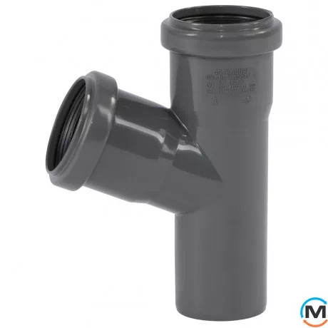 Тройник канализационный Ostendorf HT-Safe 50/50*67˚, Вид канализации: Внутренняя, Тип канализации: Простая, Градус (град.): 67, Модификация: 50/50х67, Цвет: Темно-серый, Диаметр (мм): 50, Материал: Полипропилен PPR, фото 