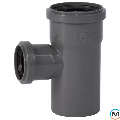 Тройник канализационный Ostendorf HT-Safe 75/50*87˚, Вид канализации: Внутренняя, Тип канализации: Простая, Градус (град.): 90, Модификация: 75/50х87, Цвет: Темно-серый, Диаметр (мм): 75, Материал: Полипропилен PPR, фото 