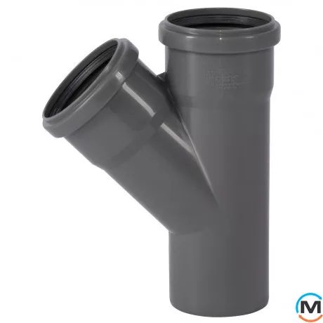 Тройник канализационный Ostendorf HT-Safe 75/75*45˚, Вид канализации: Внутренняя, Тип канализации: Простая, Градус (град.): 45, Модификация: 75/75х45, Цвет: Темно-серый, Диаметр (мм): 75, Материал: Полипропилен PPR, фото 