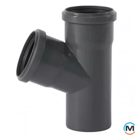 Тройник канализационный Ostendorf HT-Safe 75/75*67˚, Вид канализации: Внутренняя, Тип канализации: Простая, Градус (град.): 67, Модификация: 75/75х67, Цвет: Темно-серый, Диаметр (мм): 75, Материал: Полипропилен PPR, фото 